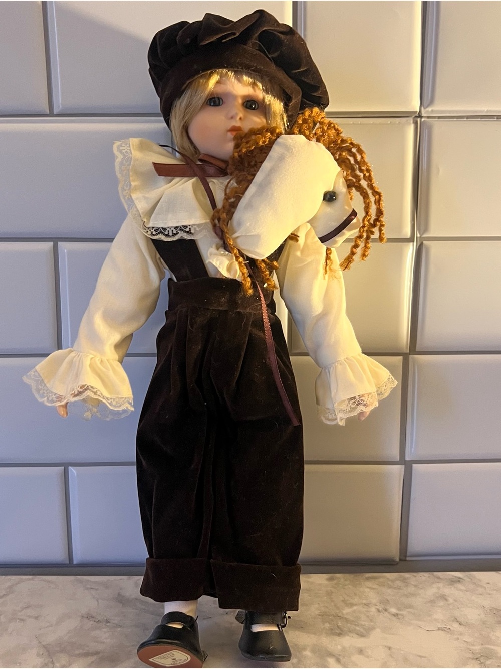 Brinn’s Collectible Porcelain Doll | Brown Velvet Victorian Costume